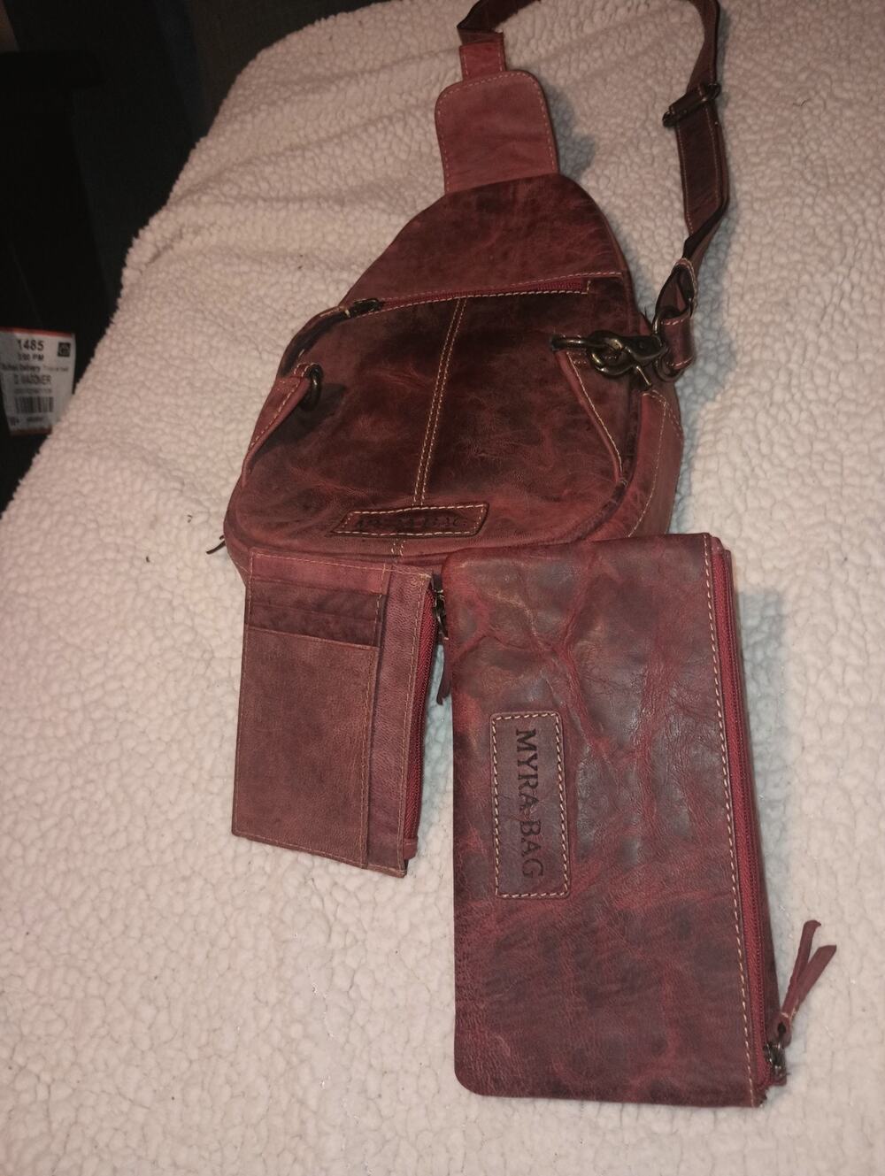Myra leather sling bag w/wallet and credit card holder